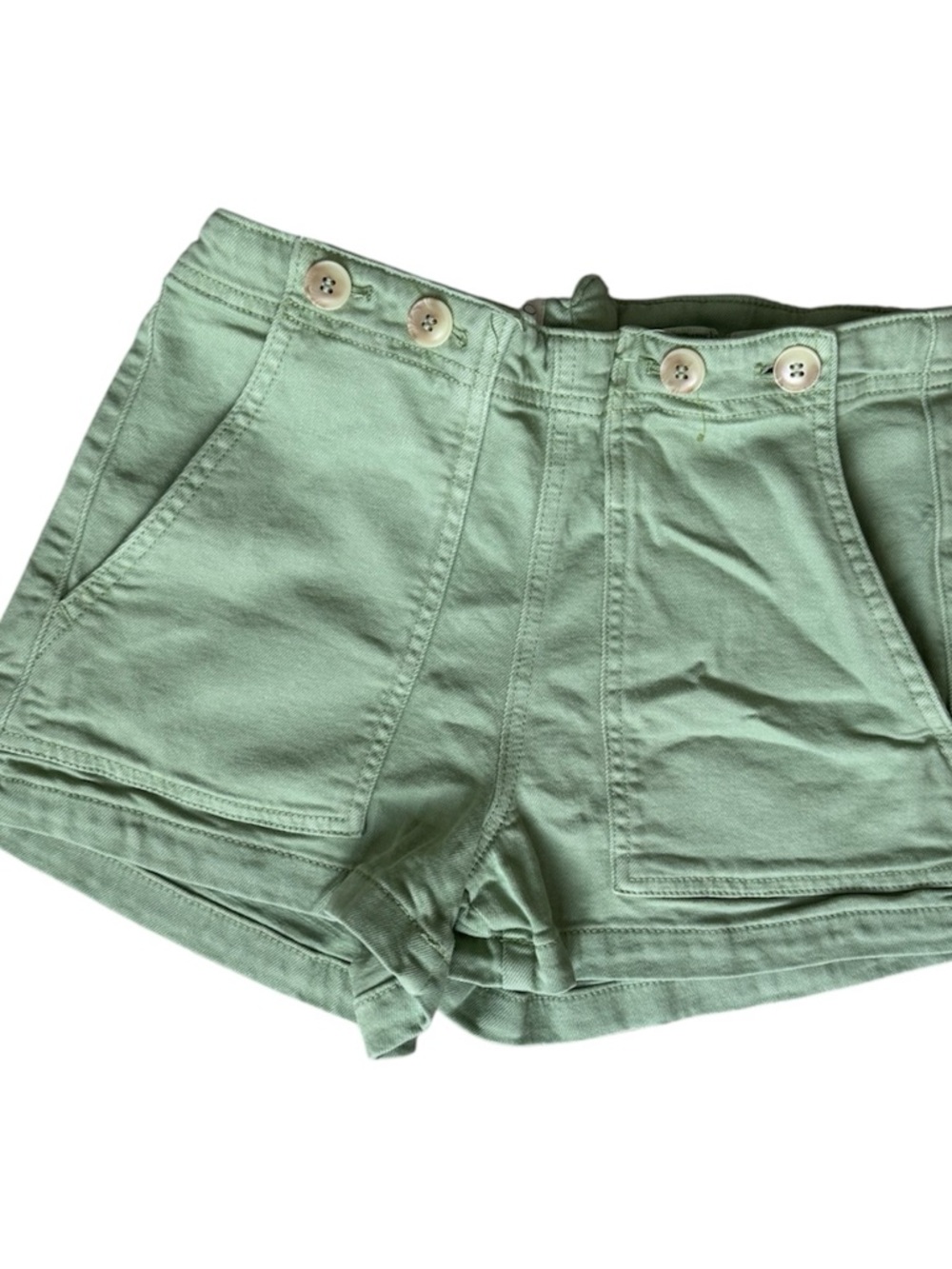 Pilcro High-Waist Buttoned Pocket Shorts in Sage